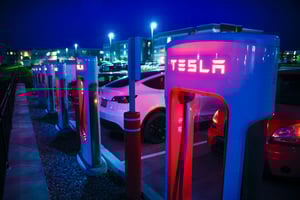 Tesla electric vehicle charging station