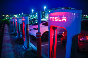 Tesla electric vehicle charging station